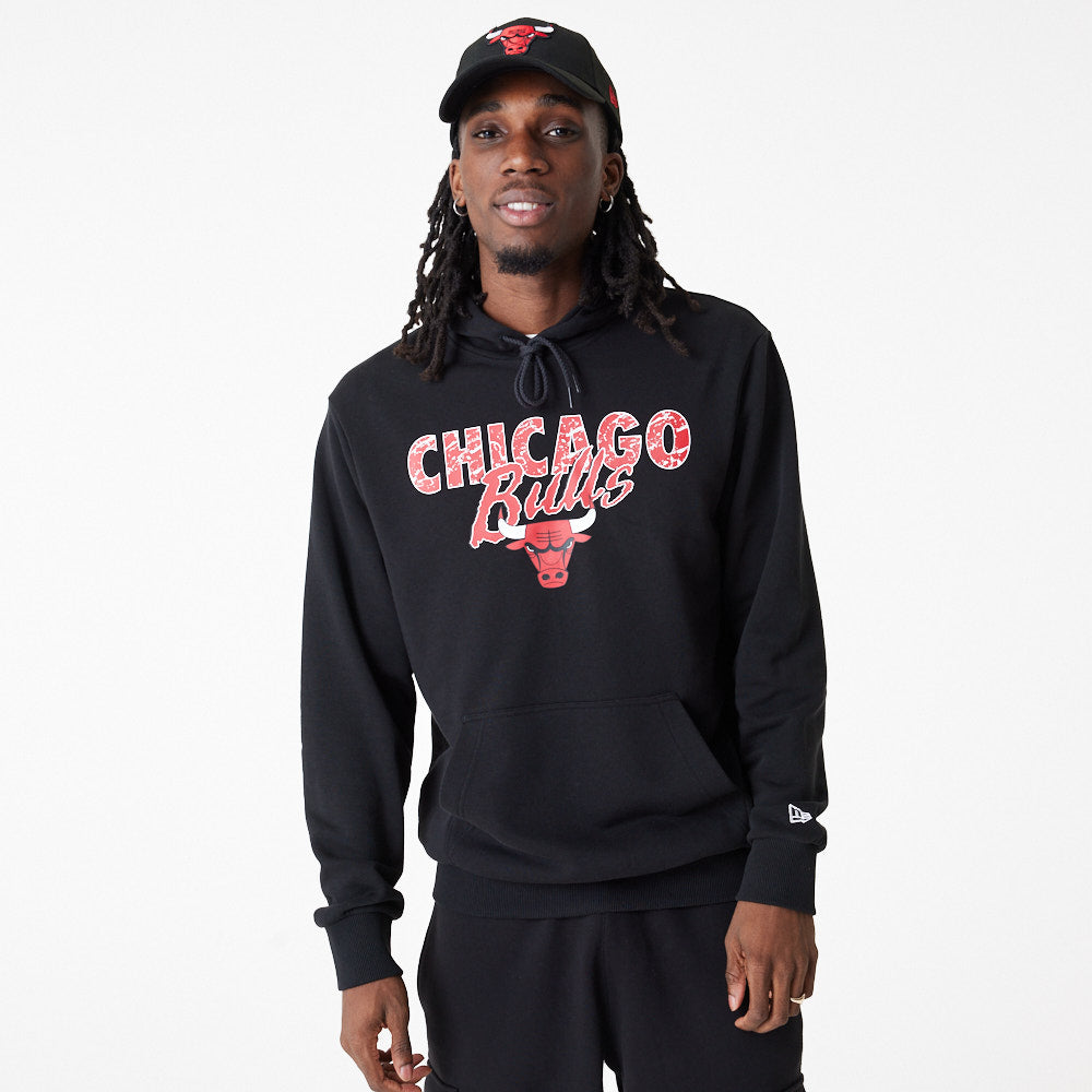 New Era Hoodie NBA Team Script Chicago Bulls Schwarz