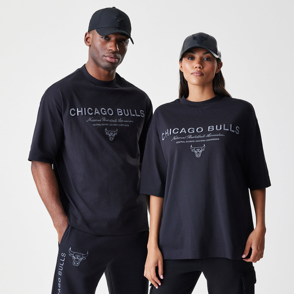 New Era T-Shirt Chicago Bulls Linear Boxy Schwarz
