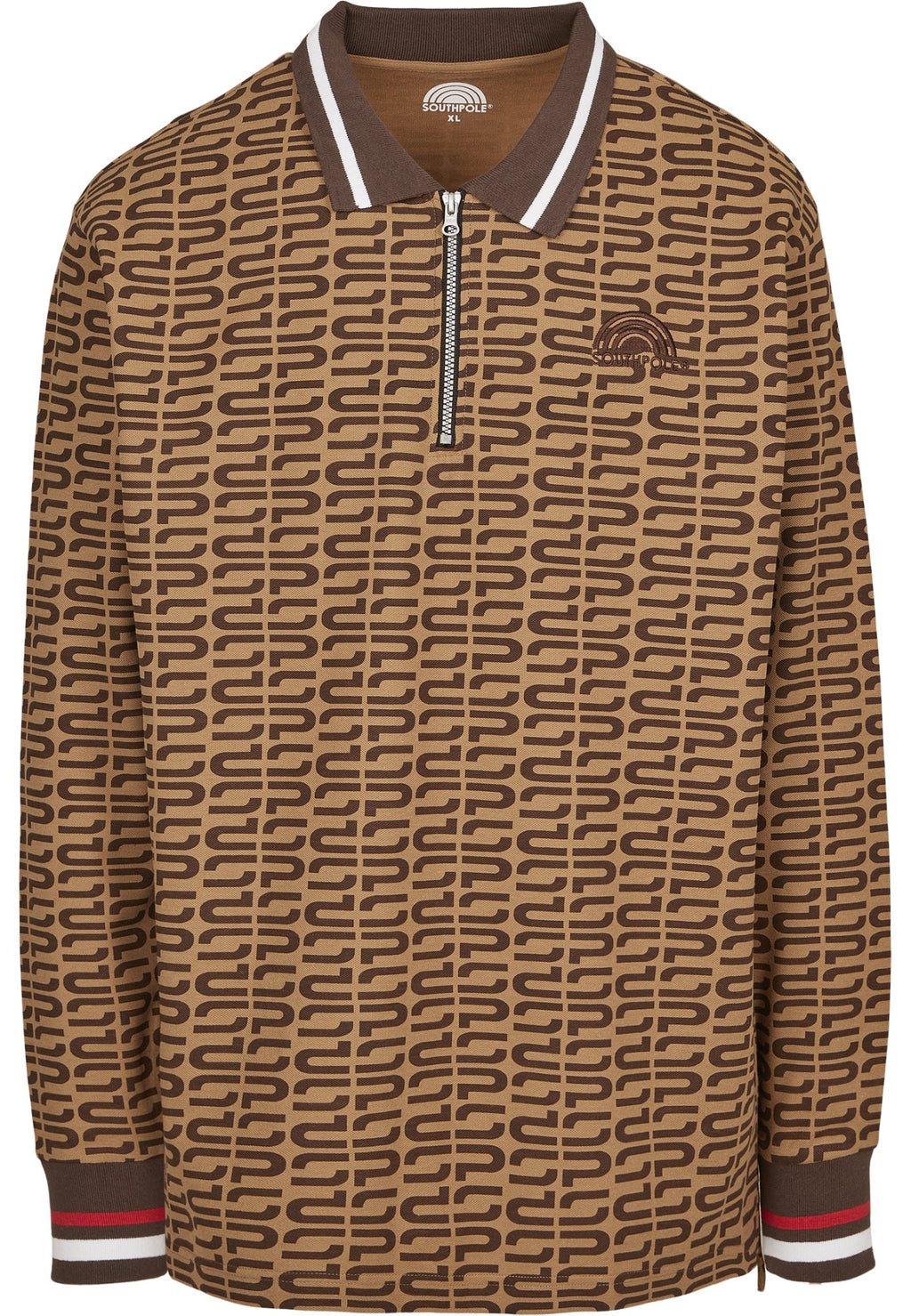 Southpole Logo AOP Long Sleeve Polo Shirt