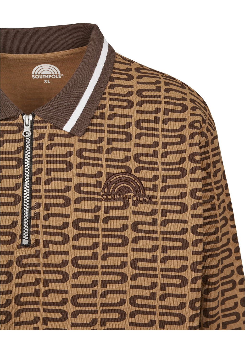 Southpole Logo AOP Long Sleeve Polo Shirt